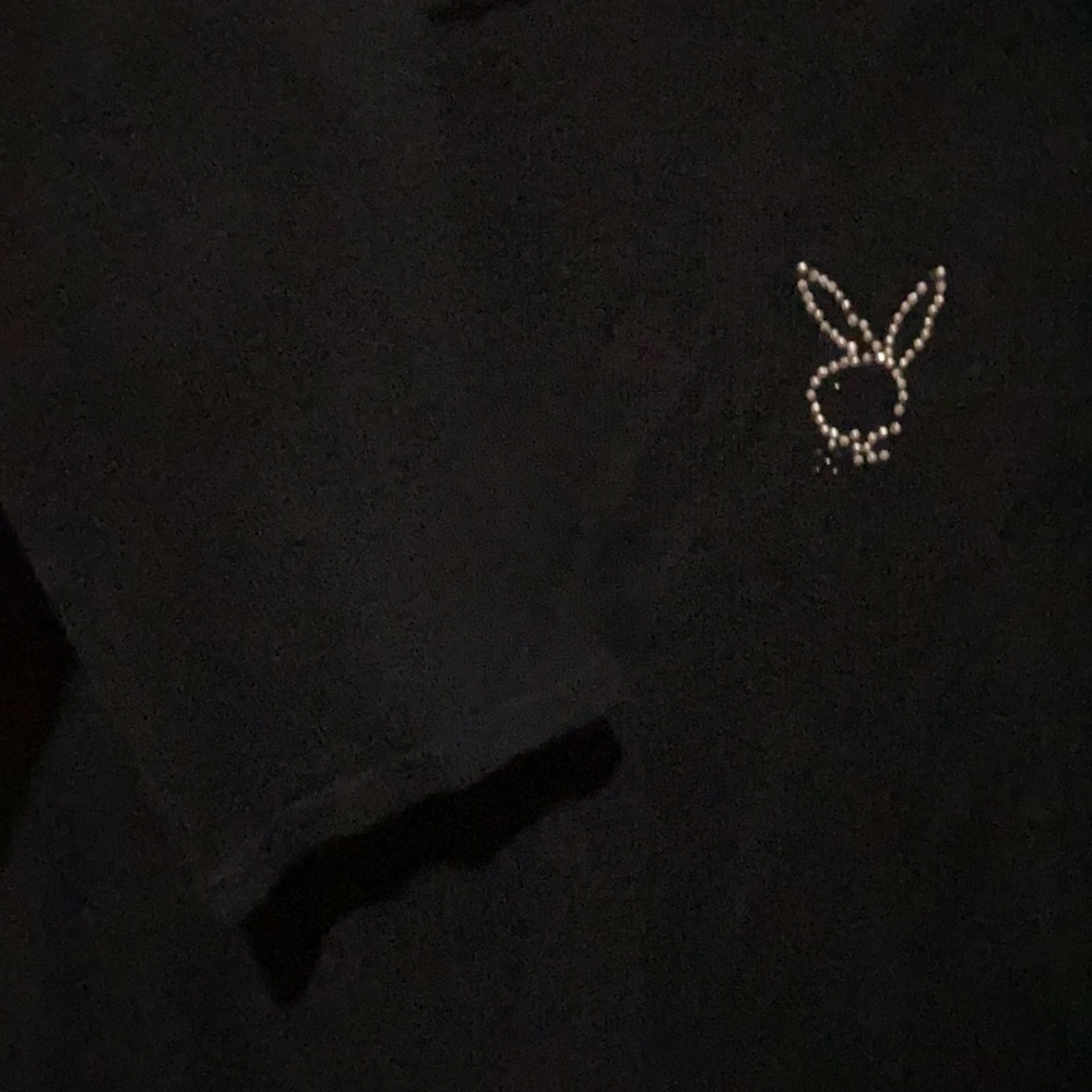 VTG 2000’s Playboy Women’s Black T Shirt Embelished W/Rhinestones Playboy Logo - Picture 5 of 14